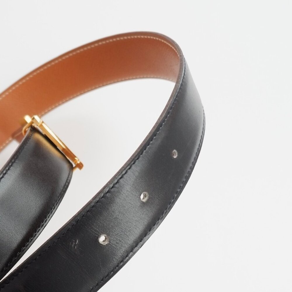 Authentic Preowned Hermes Black/ Brown H Belt GHW - 65 - Picture 4 of 13